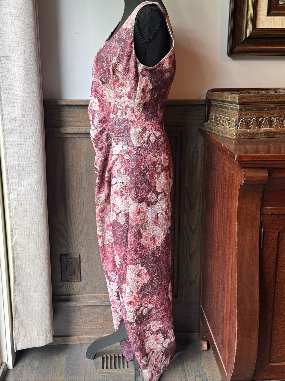 Adrianna Papell Floral Scoop Neck Maxi Dress in Dusty Rose and Blush 10 EUC - Picture 6 of 11